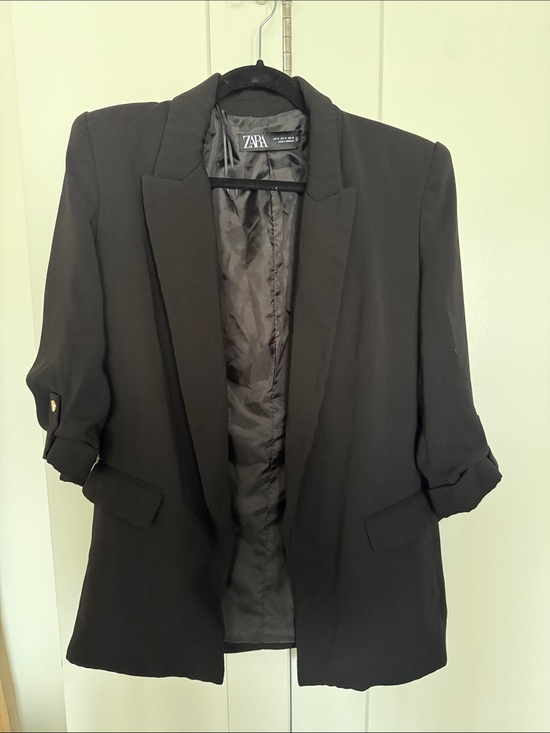 Zara Jackets & Blazers - Zara Black Open Front 3/4 Sleeve Blazer
